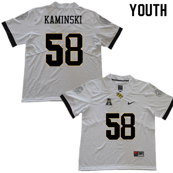 Youth #58 Connor Kaminski UCF Knights College Football Jerseys Sale-White - Click Image to Close
